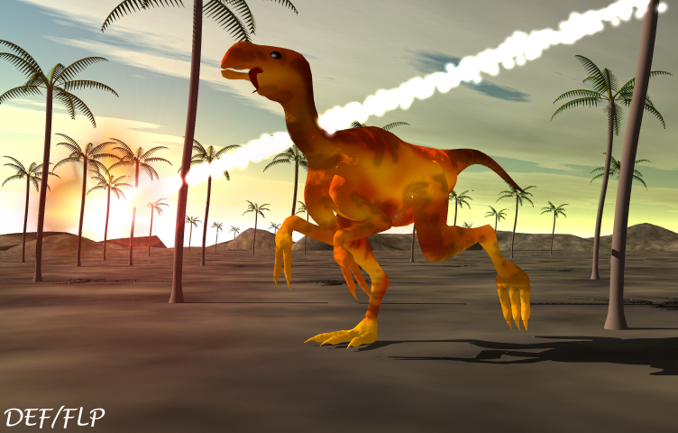 Dinosaur with asteroid crashing to Earth in background